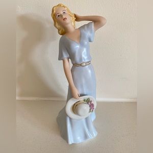 Vintage Porcelain Czech Republic Woman with Hat figurine